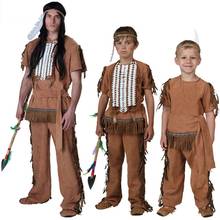 Adult Kid Boys Men African Original Indian Chief Jungle Costume Wild Man Halloween Party Cosplay Carnival Children 2024 - buy cheap