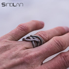 Мужское Винтажное кольцо Sindlan, серебряное кольцо в виде змеи в стиле панк, мужское кольцо на палец 17-21 мм, очаровательное кольцо с животными 2024 - купить недорого