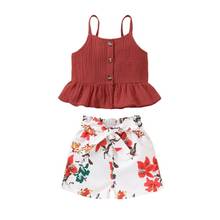1-4Y Toddler Kids Baby Girls Flower Clothes Set Ruffles Vest Tops Floral Bow  Shorts Summer Outfits 2024 - buy cheap