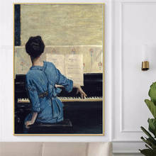 Vintage Play Piano Girls Poster Figure Canvas Painting POP Wall Art Pictures on Canvas for Living Room Gallery Home Decor 2024 - buy cheap