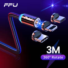 FPU 3 м Магнитный кабель Micro USB для iPhone Samsung Android Мобильный телефон Быстрая зарядка USB Type C Кабель Магнит Зарядное устройство Провод Шнур 2024 - купить недорого