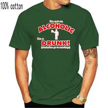 Eu não sou um alcoólico eu sou um bêbado aa beber cerveja engraçado masculino topos t camisa modelos básicos camisetas 2024 - compre barato