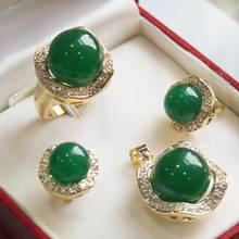 Free Shipping  Jades pendant(14mm), earrings(10mm), ring(14mm) sets fashinable Jewelry 2024 - buy cheap