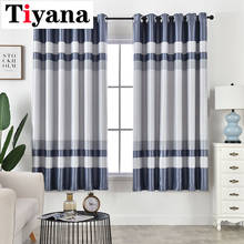 Short Curtains Blackout Curtains For Grommet Top Curtains Modern Blue Striped Thick Curtains Home Door Window Drapes Cortinas 2024 - buy cheap