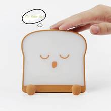 Cute Night Light Toast Bread Lamp LED Night Light Silicone Cartoon Mobile Phone Holder Kids Care Bedroom Toys Gift Home Decor 2024 - buy cheap