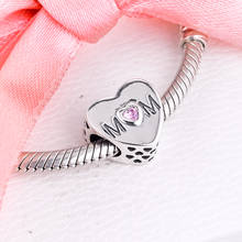 Charms Fits for Pandora Bracelets 100% 925 Sterling-Silver-Jewelry Rose Quartz Heart Beads Free Shipping 2024 - buy cheap