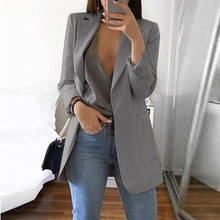 Autumn Blazers Jacket Women Casual Solid Notched Pockets Long Sleeve Slim Elegant Office Ladies Work Suit Coats Female Outwear 2024 - buy cheap