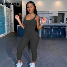CM.YAYA Women Jumpsuit Solid Mesh See-through Sleeveless O-neck Sheath Elastic Bodycon Jumpsuits Female Summer Casual Outfit 2024 - buy cheap