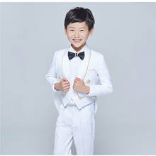 New Tailcoat Style men suit Tuxedos Shawl Lapel Children Suit Black/White Kid Wedding Prom Suits (Jacket+Vest+Pants+Tie ) 2024 - buy cheap