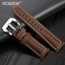 REMZEIM Handmade Crazy Leather Watchband For Samsung galaxy watch Brown Black Green Colors 20mm 22mm 24mm 26mm Watch Strap 2024 - buy cheap