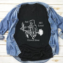 Camiseta de estética gótica negra para mujer, con estampado de ropa moderna "All I Love I looked Alone", Hipster Grunge, Top 2024 - compra barato