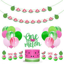 28PCS Summer fruit Watermelon Theme kids birthday happy party balloons decoration baby shower supplies banner cake topper 2024 - buy cheap