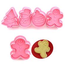 4pcs/set Cookie Stamp Biscuit Mold 3D Cookie Plunger Cutter DIY Baking Mould Gingerbread House Christmas Cookie Cutters Kitchen 2024 - buy cheap
