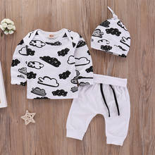 Prowow 3 PCS Boy Baby Sleepwear For Newborns Jumpsuit Cute Baby Clothes Cloud Print Toddlers Costume Kids Boys Tops Pants Hat 2024 - buy cheap