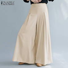 Stylish Woman Spring Trousers ZANZEA 2022 Wide Leg Pants Casual High Elastic Waist Long Pantalon Palazzo Female Culottes Turnip 2024 - buy cheap