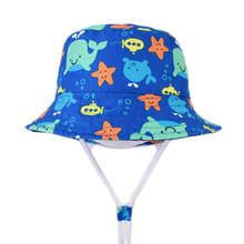 Bucket Hat Boy Summer Sun Beach Blue Wide Brim With String Cotton Animal Kids Toddlers Holiday Outdoor Accessory For Spring 2024 - buy cheap