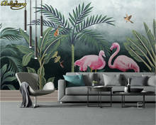 beibehang Custom 3d wallpaper mural medieval hand painted tropical rain forest flamingo HD background wall decoration painting 2024 - buy cheap