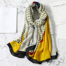 Lenço feminino de algodão amarelo xadrez, bandana, lisa, envoltório muçulmano, lenço hijab, viscose macia, outono, quente, foulard 2021 2024 - compre barato