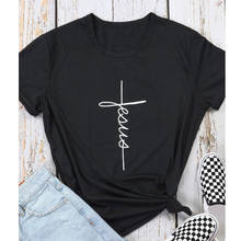 Jesus Cross Pure Cotton T-shirt Fashion Women Catholic Christian Church Tshirt Summer O-Neck Graphic Tee Shirt Top Drop Shipping 2024 - buy cheap
