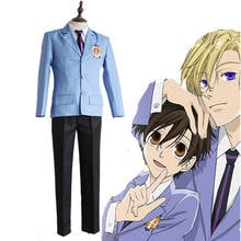 Ouran high school anfitrião clube cosplay fujioka haruhi suou tamaki escola uniforme traje festa de halloween terno (casaco + camisa + calças + gravata) 2024 - compre barato