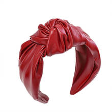 2022A New Arrival PU leather middle knot hair  Solid Colors Hair Knotted Hair Band for Women Headbands Hairbands Headwear 2024 - buy cheap