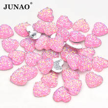 12mm 100pcs Glitter Pink AB Heart Rhinestones Flatback Resin Crystal Stones Non Sewing Diamond Strass Applique for DIY Crafts 2024 - buy cheap