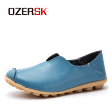 Ozersk sapatos planos da mulher de couro 2021 moda quatro estações sapatos da mulher respirável não-deslizamento mocassins massagem ballet sapatos planos 2024 - compre barato