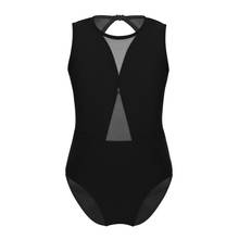 Kids Girls Gymnastics Leotard Sleeveless Mesh Keyhole Back Ballet Dance Costume Children Dance Class Exercise Jumpsuit SZ 3-12 2024 - buy cheap