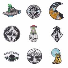 Alien UFO Patch For Heart-Adhesive Accessories Applique Decor Iron on Patches For Clothes Embroidered Patches For Clothes Sewing 2024 - buy cheap