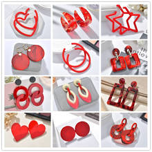 2019 New Resin Acrylic Drop Dangle Earrings For Women Bohemian Geometric Red Fashion Pendant Earring Wedding Jewelry 2024 - buy cheap