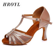 HROYL Women Latin dance shoes For Girls ladies With Rhinestone Ballroom Tango Dancing Shoes 10/8.5/7.5/6/5CM Heels Wholesaler 2024 - buy cheap