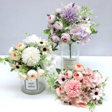 Цветы гортензии, 7 голов, искусственный букет, Шелковый Цветущий Искусственный Пион, свадебный ручной цветок, розы, украшение для середины стола 2024 - купить недорого