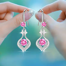 Crystal Earrings For Women Rhinestone Pink White Blue Earings Fashion Ears Jewelry conjuntos Female Geometric Accessories 2020 2024 - buy cheap