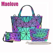 Maelove  1set  Luminous bag  Women Geometry Handbag Laser Plain Folding Tote  Shoulder bag geometric purse diamond Free Shipping 2024 - buy cheap