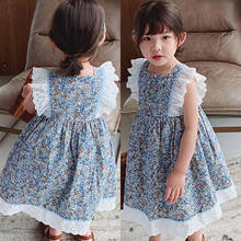 Girls Flowers Princess Dresses 2021 New Summer Kids Cotton Floral Sleeveless Vestidos Korean Children Lace Party Costumes 3-7Y 2024 - buy cheap