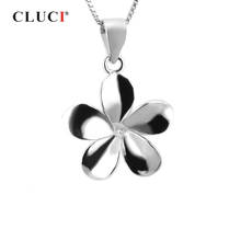 CLUCI Flower Shaped Silver 925 Pearl Pendant Mounting for Women Necklace Making 925 Sterling Silver Charms Pendant SP030SB 2024 - buy cheap
