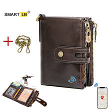 Smart anti-lost wallet Bluetooth-compatib genuine leather men wallets with coin pocket chain zipper walet with card holder Purse 2024 - buy cheap