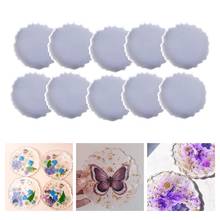 10 Pcs Glossy Coaster Epoxy Resin Mold Agate Slice Cup Mat Casting Silicone Mould DIY Crafts Jewelry Placemat Mold  2024 - compre barato