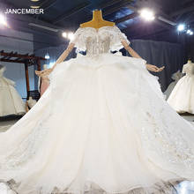 HTL2116 роскошное свадебное платье с коротким рукавом и v-образным вырезом, расшитый стразами блестками 2021 для женщин, бальные платья 2024 - купить недорого