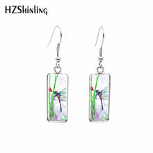 2019 New Cat and Dragonfly Rectangular Earring Colorful Dragonflies Earrings Glass Cabochon Fish Hook Earring Jewelry 2024 - buy cheap