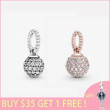 2021 Authentic 100% S925 Sterling Silver Beads Crystal Pave Ball Pendant Charm fit Original Pandora Bracelets Women DIY Jewelry 2024 - buy cheap