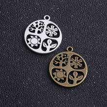 4pcs 24*28mm two color Metal Zinc Alloy Round Four Seasons Charms Pendant For Jewelry Making Diy Jewelry Charms 2024 - buy cheap