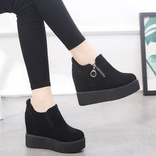 2021 New Casual Shoes Woman Autumn Comfortable Breathable Women black Shoes 9CM Heels Height Increasing Platform Sneakers Femme 2024 - buy cheap