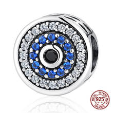 Genuine 925 sterling silver blue eyes zircon beads fit bangle bracelet charm women jewelry gift DIY original hot sale 2024 - buy cheap