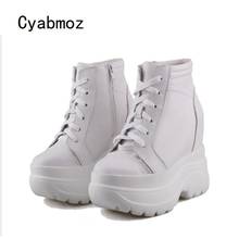 Cyabmoz Fashion High heels Pumps Height increasing Shoes Woman Sneakers Genuine Leather Platform Party Ladies Casual Women Shoes 2024 - buy cheap