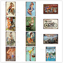 Vintage Metal Signs Pin Up Girl Retro Tin Poster Pub Wall Art Iron Painting For Living Room Home Decoration 20x30cm 2024 - buy cheap