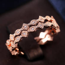 Anel feminino de zircão incrustado, simples e estiloso, cor sólida, 2mm de cobre, ouro rosa embutido, anel de strass para presente de amigo 2024 - compre barato