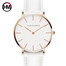 Envío directo, reloj de pulsera de cuarzo de Japón sencillo para mujer, correa de cuero blanca, relojes de pulsera para mujer, reloj de pulsera resistente al agua de 36mm 2024 - compra barato