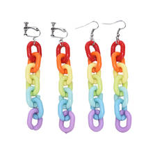 Brincos femininos geométricos arco-íris colorido, corrente longa de acrílico, joias de festa, 1 par 2024 - compre barato