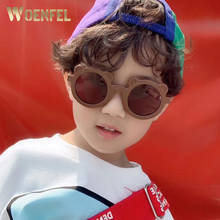 Óculos de sol infantil woenfel, óculos fashion retrô inteligente para crianças meninos meninas armação redonda de urso 2024 - compre barato